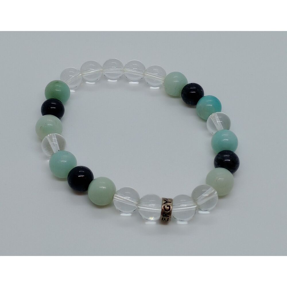 Energy Muse Natural Stone Aventurine & Quartz 6.5" Beaded Stretch Bracelet